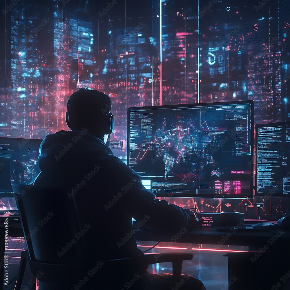 Mesmerizing neon cityscape reflecting modern design under the night sky. Mesmerizing neon cityscape reflecting modern design under the night sky.
