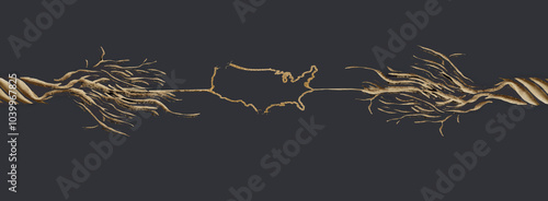 Fotografija The USA is part of a frayed rope and is being  pulled apart