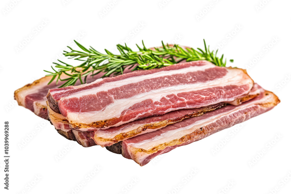 Crispy Bacon Strips on White Surface, savory, golden-brown, perfectly cooked, ideal for breakfast dishes or as a tasty snack option Crispy Bacon Strips on White Surface, savory, golden-brown, perfectly cooked, ideal for breakfast dishes or as a tasty snack option