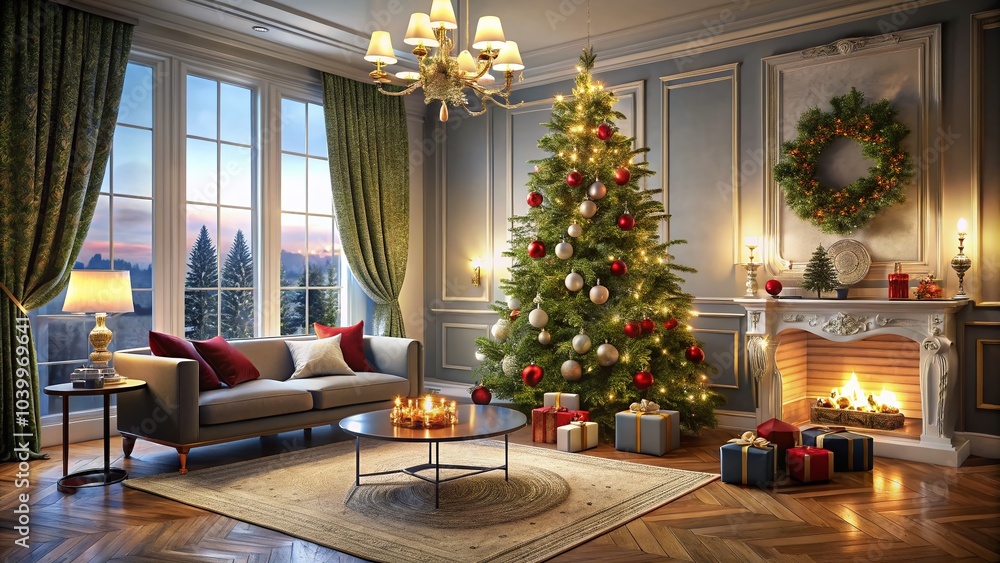 Festive Fashion: Chic Styling in a Cozy Apartment with Christmas Tree Decor Festive Fashion: Chic Styling in a Cozy Apartment with Christmas Tree Decor