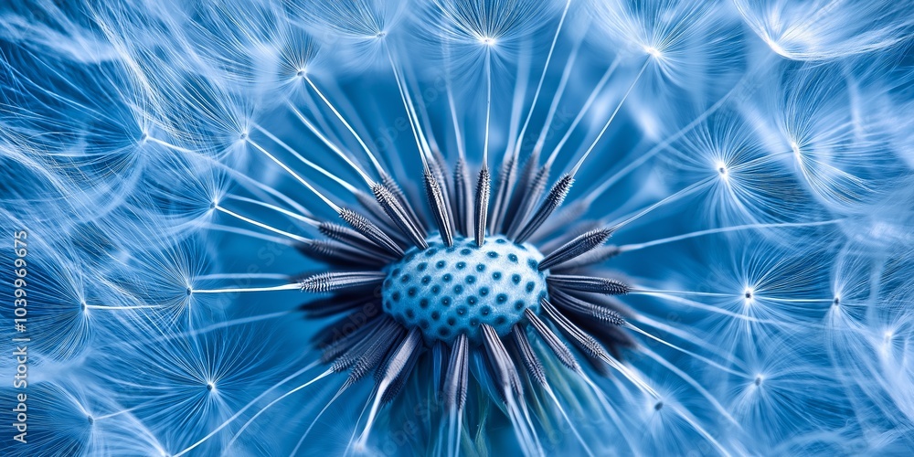 Naklejka premium A blue flower with white petals is the main focus of the image. The blue color of the flower is vibrant and eye-catching, while the white petals add a sense of delicacy and purity