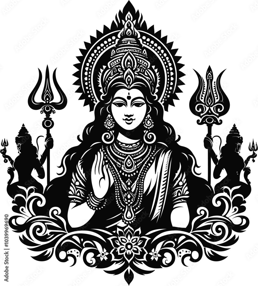 Fototapeta premium Laxmi illustration shilloutee vector 
