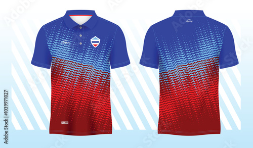 blue red polo sport shirt sublimation jersey template