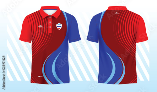 blue red polo sport shirt sublimation jersey template