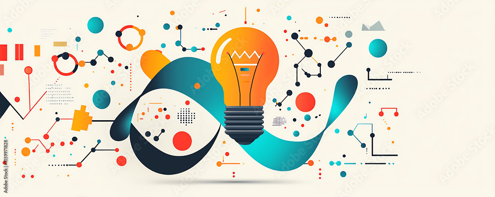 DNA strand transforming into a lightbulb, creative evolution, flat design illustration DNA strand transforming into a lightbulb, creative evolution, flat design illustration