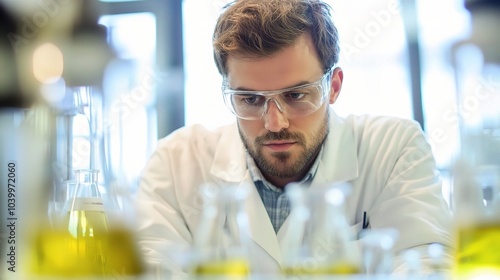 Scientist Analyzing Samples in Laboratory Setting