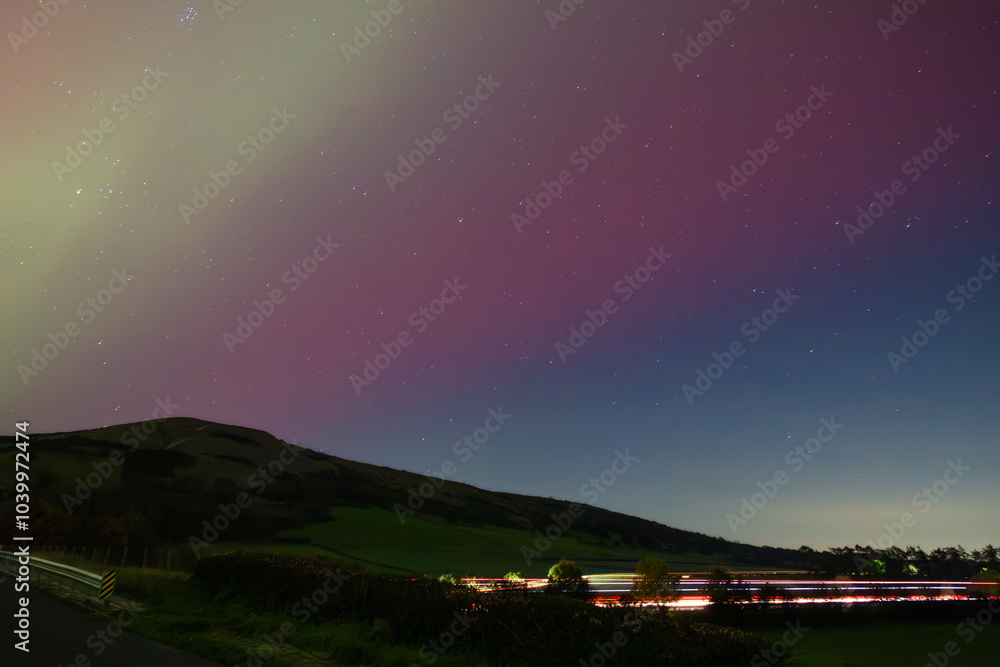 Northern lights over the M6 motorway Northern lights over the M6 motorway