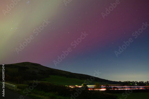 Northern lights over the M6 motorway
