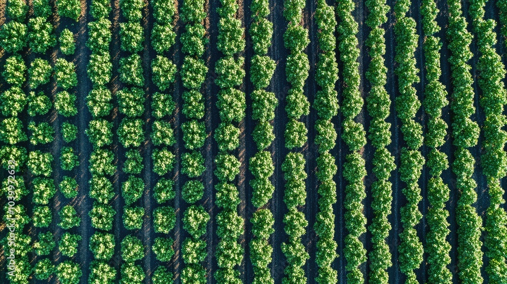 Lush Green Vineyard Aerial View in Natural Light Lush Green Vineyard Aerial View in Natural Light