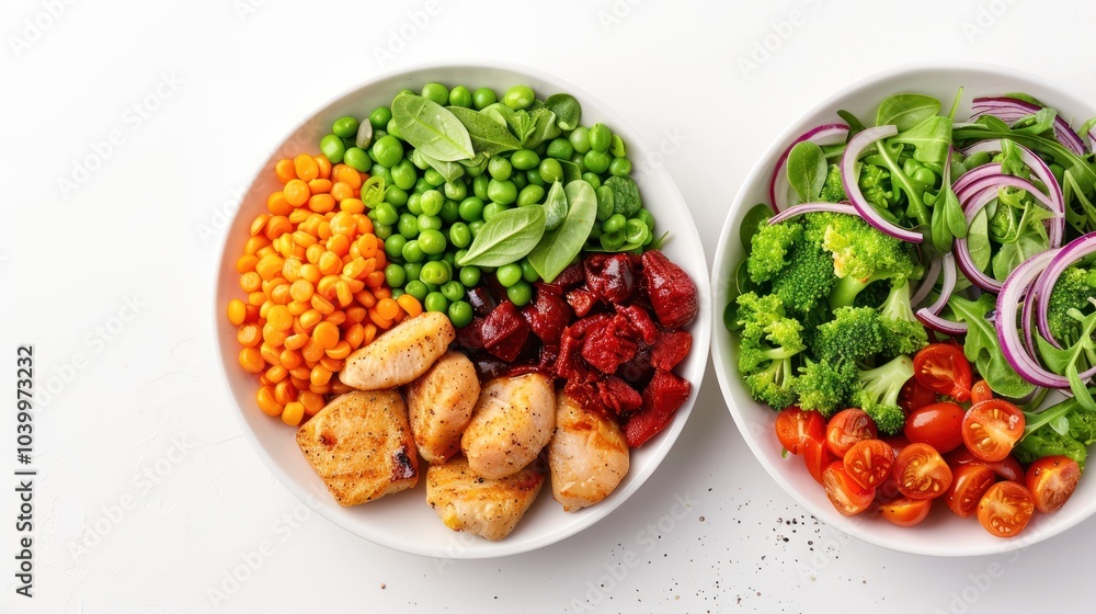 Colorful bowls filled with fresh vegetables, herbs, and snacks, promoting healthy eating and vibrant meals. Colorful bowls filled with fresh vegetables, herbs, and snacks, promoting healthy eating and vibrant meals.