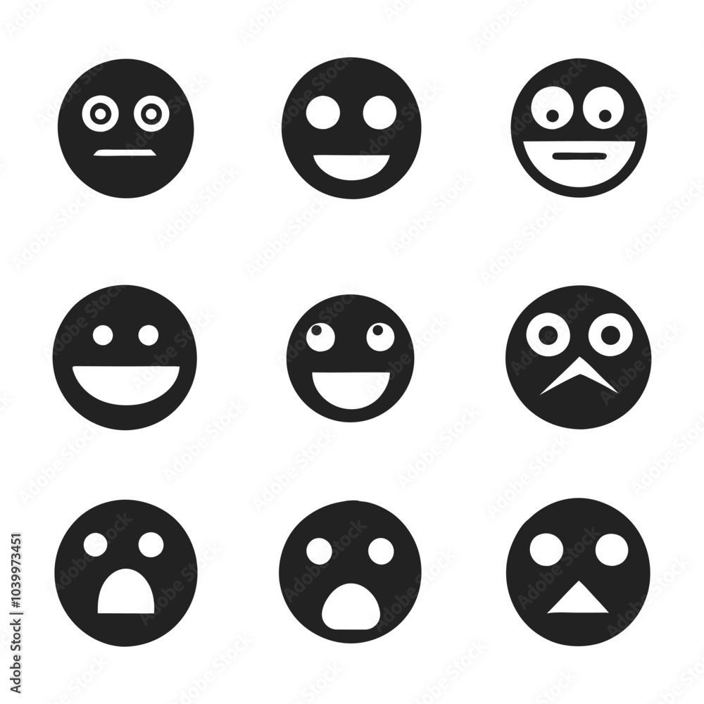 Minimalist Face Icon Set - Abstract Emotions in Clean Line Art Minimalist Face Icon Set - Abstract Emotions in Clean Line Art