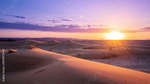 4K Ultra-HD Desert Sunset Wallpaper with Golden Dunes