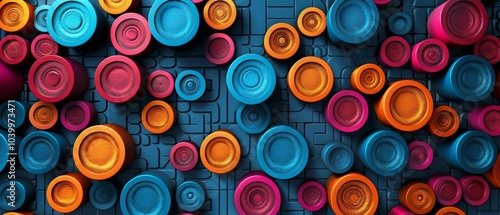 Colorful Polka Dots in a Modern Art Composition