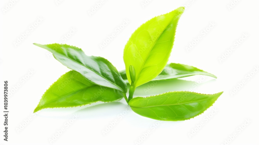 Green leaf is on a white background Green leaf is on a white background