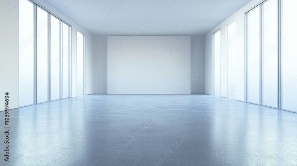 Modern Empty Room With Large Windows and Concrete Floor Modern Empty Room With Large Windows and Concrete Floor