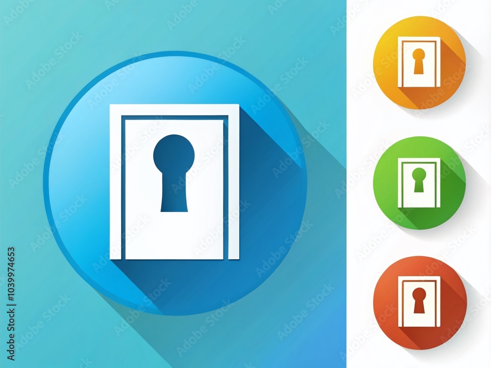 Flat Style Entrance Icon with Long Shadow on Colorful Backgrounds for Login and Registration Concepts Flat Style Entrance Icon with Long Shadow on Colorful Backgrounds for Login and Registration Concepts