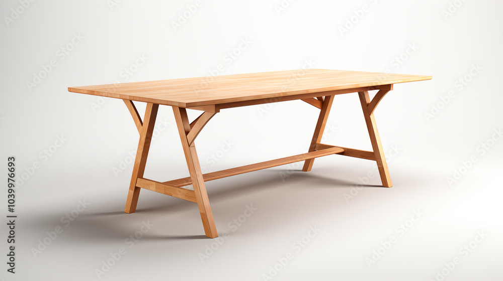 3d render of  wooden table isolated on a white background. showcasing minimalist design and craftsmanship, ideal for advertising furniture or interior decor themes