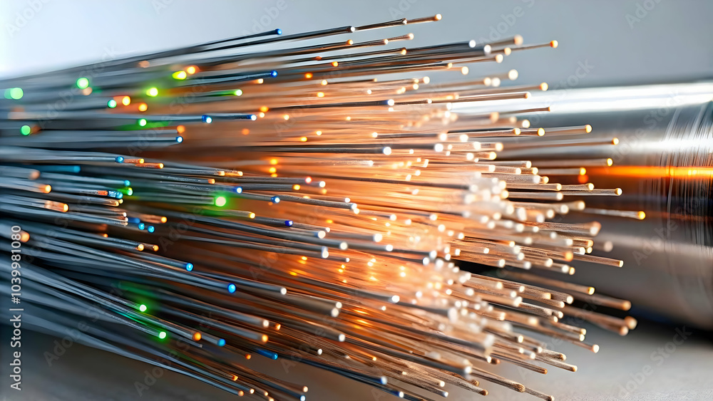 Macro View Digital Data Flowing Fiber Optics Close Up Colorful Light Beams Data Streams Fiber Optic Cables High Speed AI Data Transfer Business Ample Copy Space Photo Stock Concept Macro View Digital Data Flowing Fiber Optics Close Up Colorful Light Beams Data Streams Fiber Optic Cables High Speed AI Data Transfer Business Ample Copy Space Photo Stock Concept
