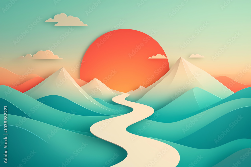 Road expanding into a horizon, symbol of future growth and potential, flat design illustration Road expanding into a horizon, symbol of future growth and potential, flat design illustration