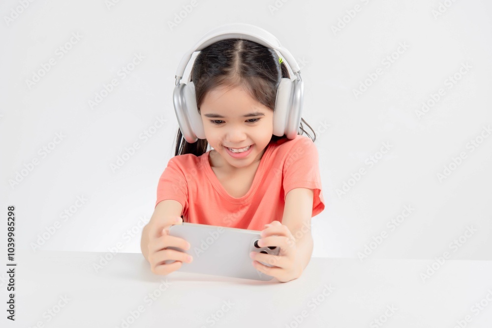 asia cute Girl playing game on a smartphone. asia cute Girl playing game on a smartphone.