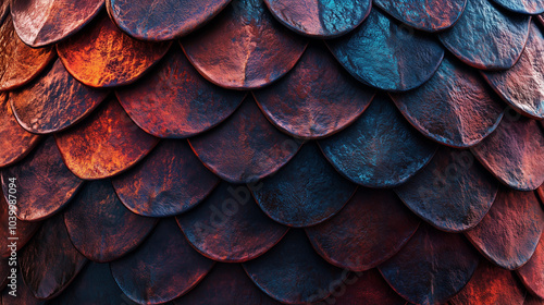 Wallpaper Mural Detailed texture of colorful dragon scale pattern illuminated by soft light Torontodigital.ca