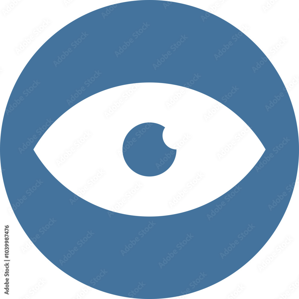 Icon of an eye on a blue background Icon of an eye on a blue background