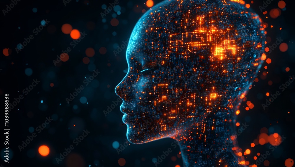 A computer generated image of a head with a blue background A computer generated image of a head with a blue background