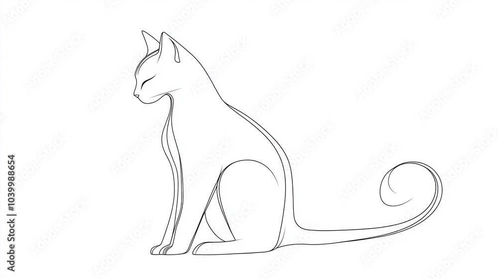 Playful cat outline illustration Playful cat outline illustration
