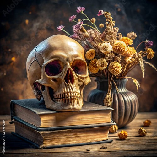 Skull with book mock-up