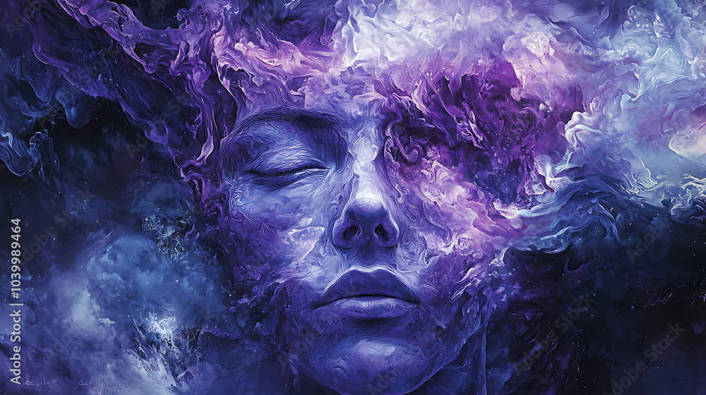 A dreamy cosmic portrait captivating face bathed in vibrant swirling colors and ethereal patterns of the universe A dreamy cosmic portrait captivating face bathed in vibrant swirling colors and ethereal patterns of the universe