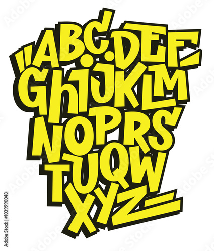 Vector hand drawn typeface in graffiti style.