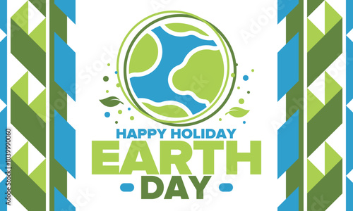 Earth Day. Planet day holiday. Nature and environment protection from climate change. Ecology green poster. Recycling. Alternative energy. Organic lifestyle. Vector illustration