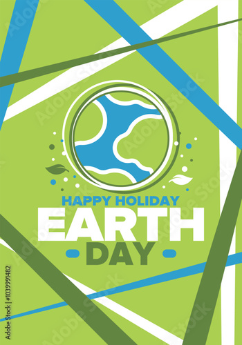 Earth Day. Planet day holiday. Nature and environment protection from climate change. Ecology green poster. Recycling. Alternative energy. Organic lifestyle. Vector illustration
