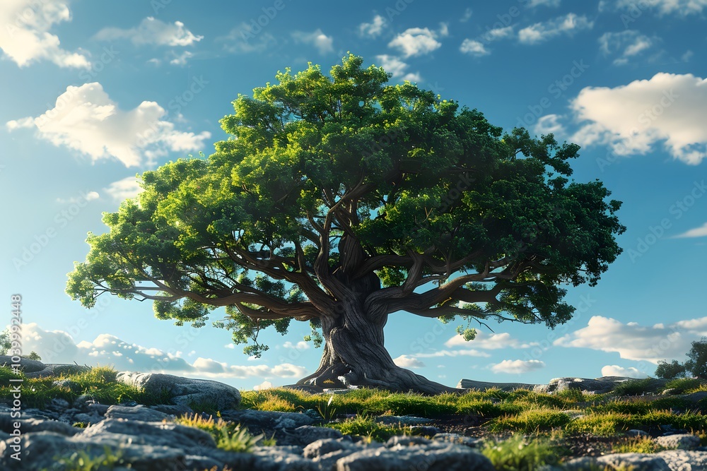 Majestic Tree Standing Tall Against a Beautiful Sky Majestic Tree Standing Tall Against a Beautiful Sky