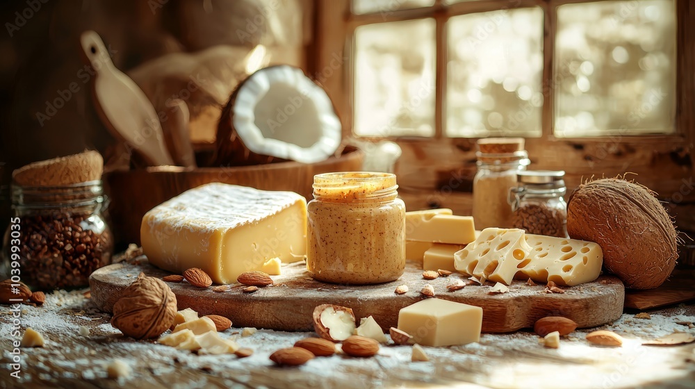 Rustic Display of Low Carb Food Ingredients Rustic Display of Low Carb Food Ingredients