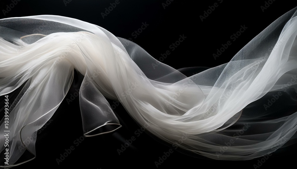 Fototapeta premium Flowing white fabric, delicate and ethereal, mysterious and enigmatic, symbolic of purity and innocence, elegant and timeless.