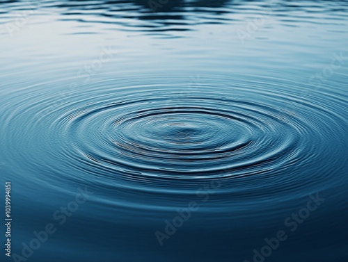 A large blue circle of water with ripples