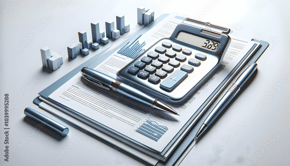 3D Glossy Calculator Pen Financial Documents High Definition Image Copy Space Plain Surface Branding Design Icon 3D Glossy Calculator Pen Financial Documents High Definition Image Copy Space Plain Surface Branding Design Icon
