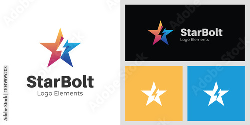 power star energy logo icon design. star with thunderbolt graphic idea vector illustration