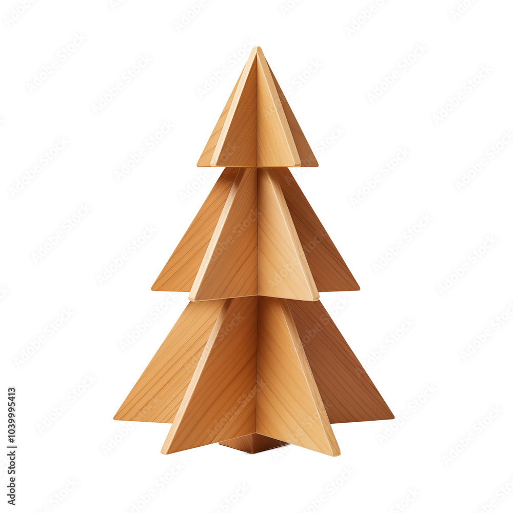 Wooden Christmas Tree 3D on Transparent Background Cutout Decoration Xmas Decor Wooden Christmas Tree 3D on Transparent Background Cutout Decoration Xmas Decor