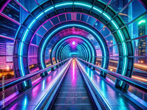 Futuristic Tunnel Flight - Drone Photography of a High-Tech Motion Graphic Experience