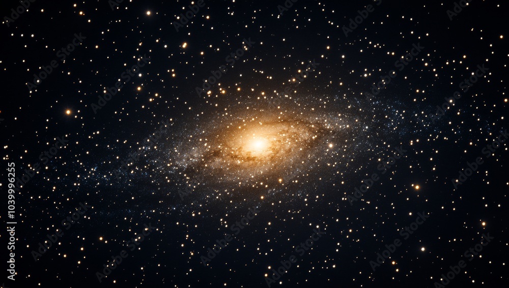 A starry night sky with a bright yellow star in the center A starry night sky with a bright yellow star in the center