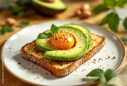 Healthy Homemade Avocado Toast with Salt and Pepper 