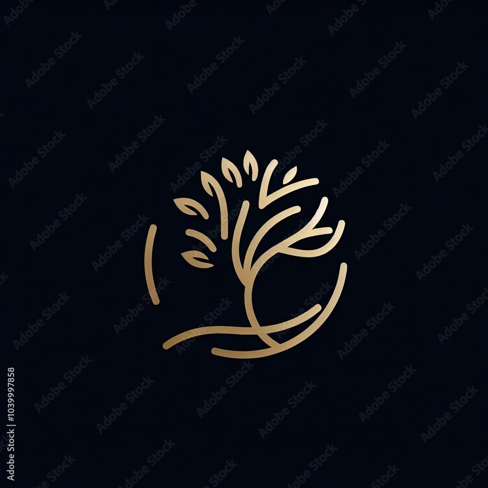 simple logo design with a tree continuous line simple logo design with a tree continuous line