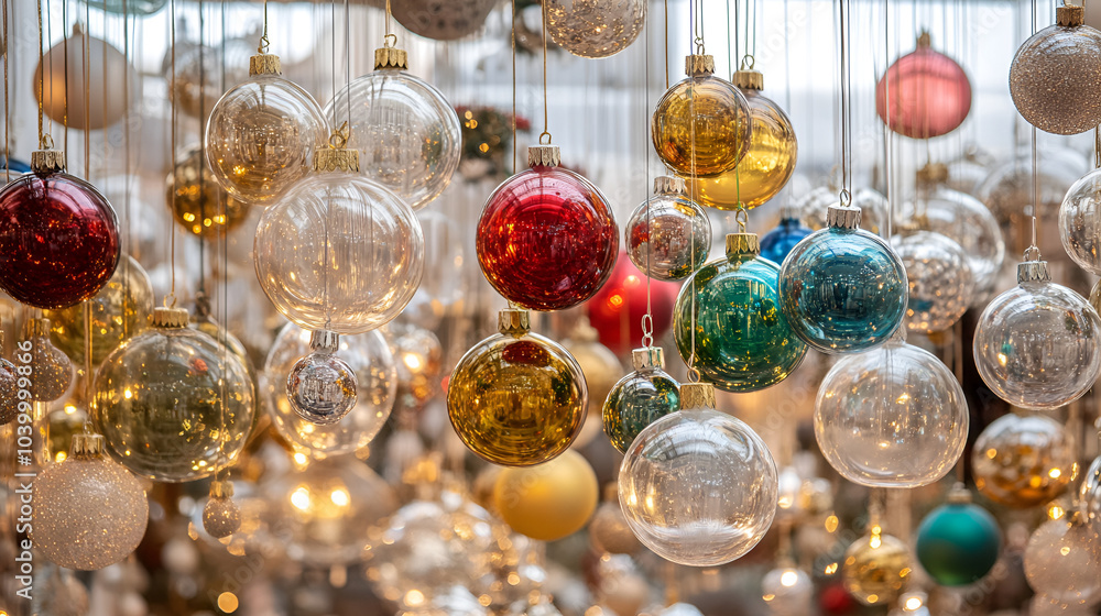 Vibrant handblown glass ornaments display Vibrant handblown glass ornaments display