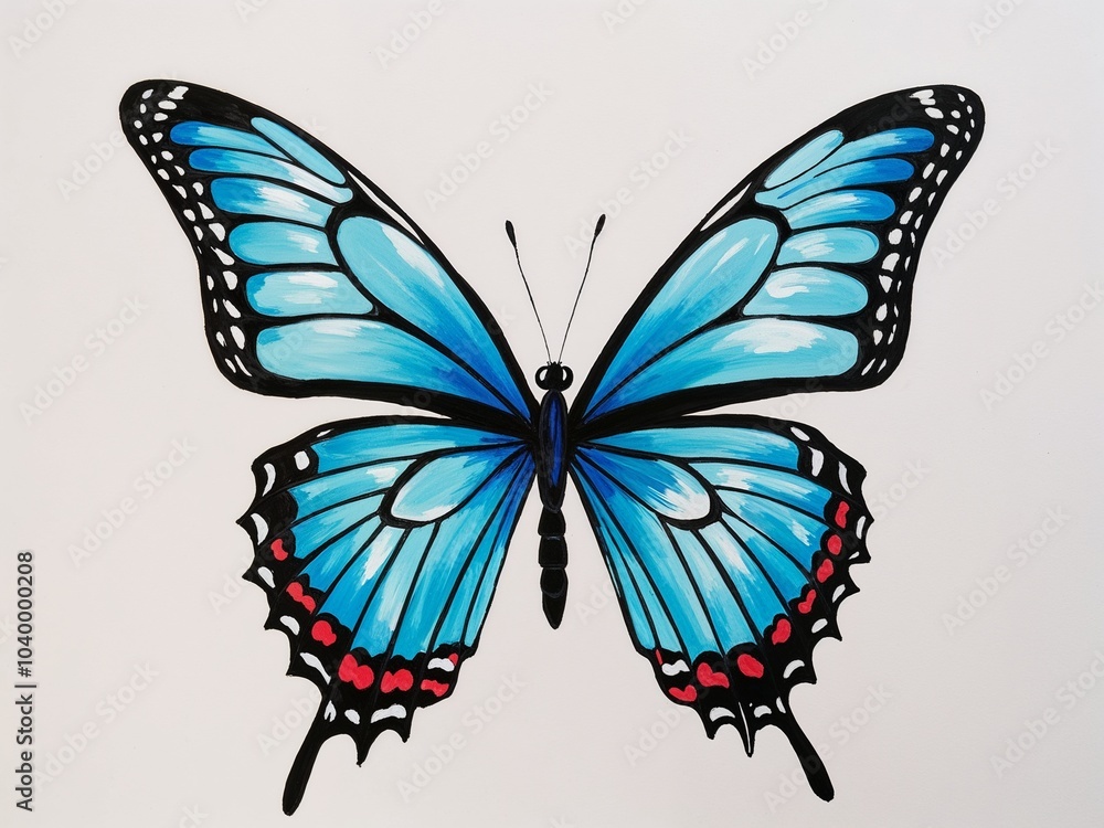 Fototapeta premium Butterfly wings hand drawn painted painting illustration on plain white background