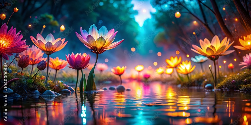 Glowing Otherworldly Flowers by the River - Fantasy Macro Photography Glowing Otherworldly Flowers by the River - Fantasy Macro Photography