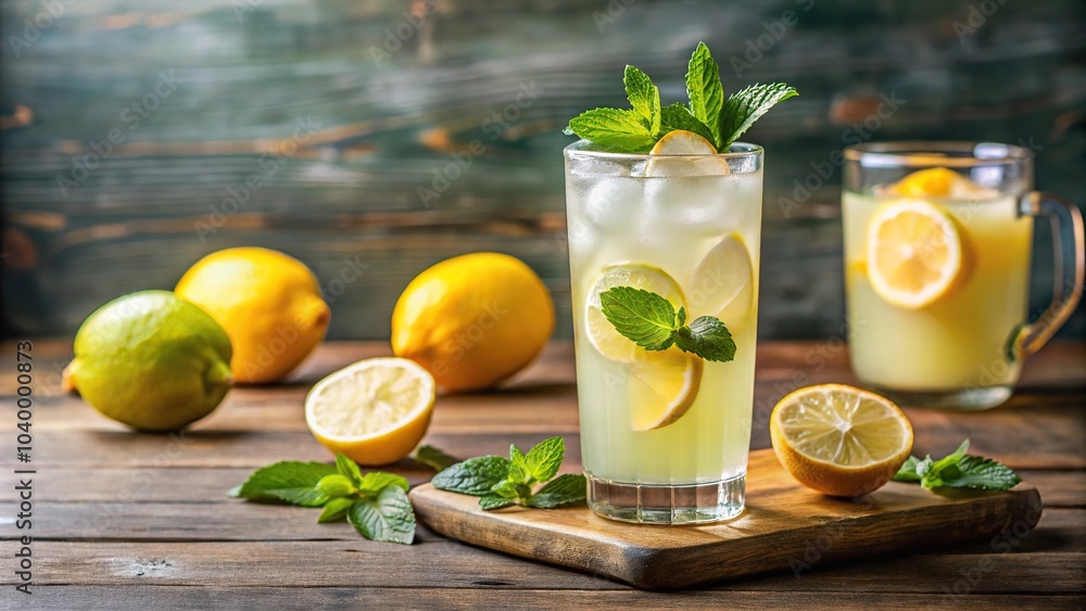 Fototapeta premium Cold and refreshing homemade lemonade in sunlight
