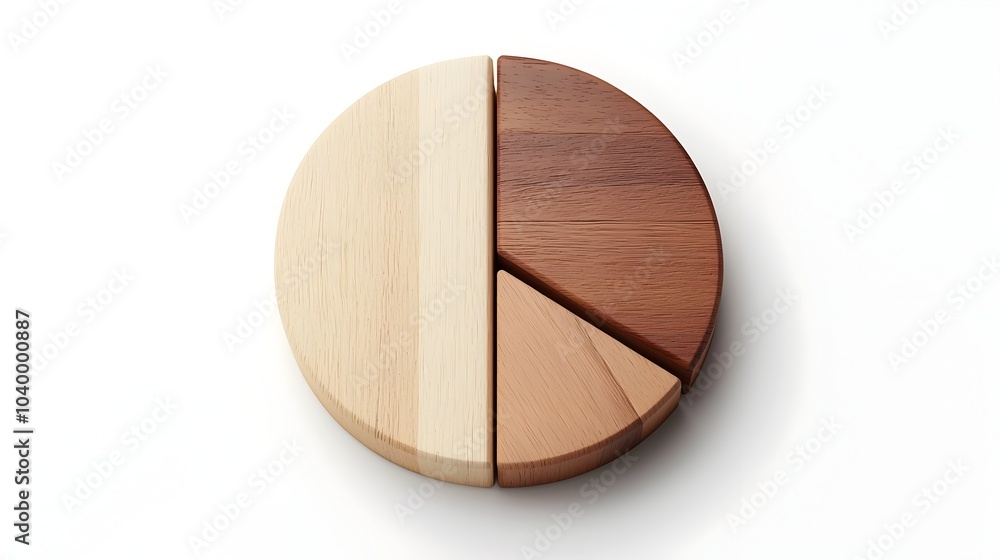 Wooden Pie Chart Icon with Minimal and Clean Design Representing Analytics and Data Visualization Wooden Pie Chart Icon with Minimal and Clean Design Representing Analytics and Data Visualization