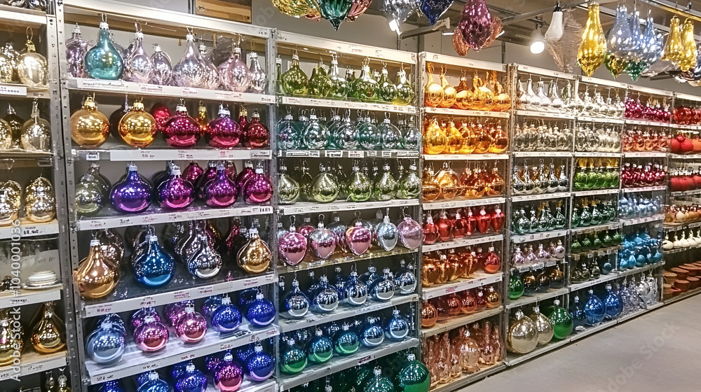 Vibrant rainbow ornaments displaying light Vibrant rainbow ornaments displaying light